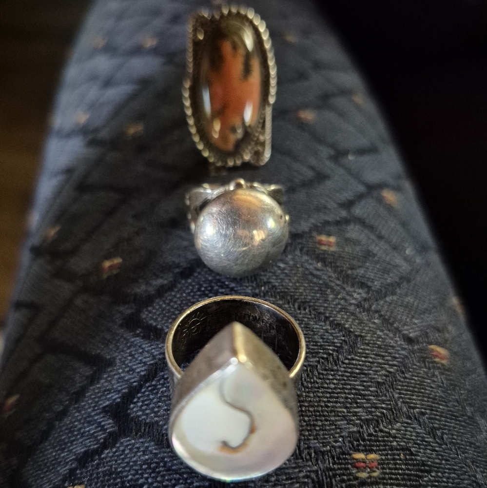 Silver And White Statement Rings Set - image 1